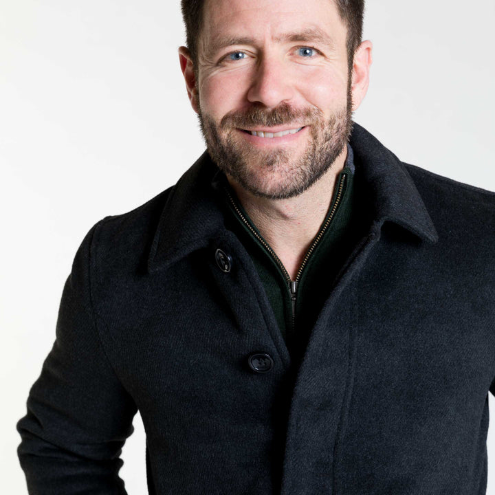 Ash & Erie Black Herringbone Peacoat for Short Men   Peacoat