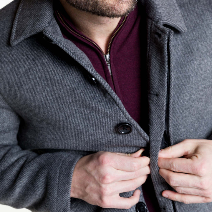 Ash & Erie Grey Herringbone Peacoat for Short Men   Peacoat