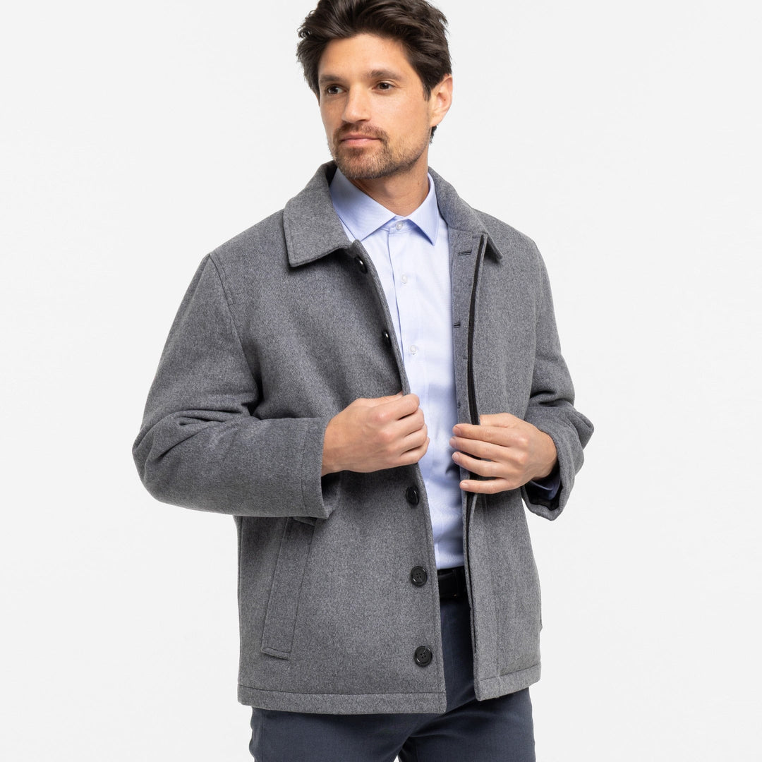 Ash & Erie Grey Wool Peacoat for Short Men   Peacoat