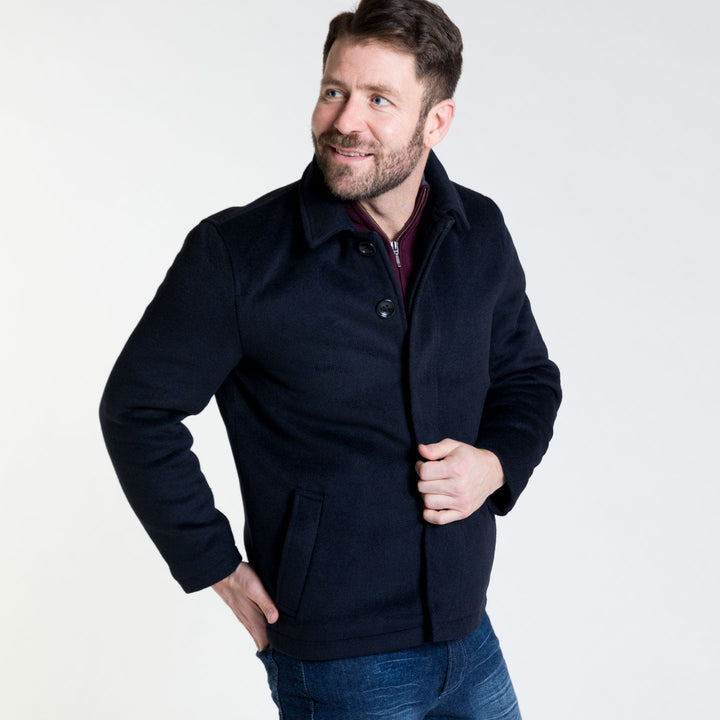 Ash & Erie Navy Herringbone Peacoat for Short Men   Peacoat