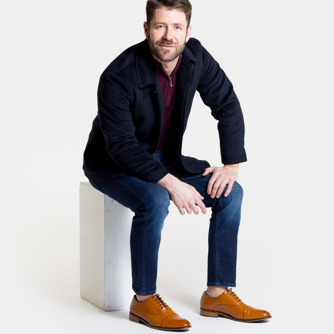 Ash & Erie Navy Herringbone Peacoat for Short Men   Peacoat