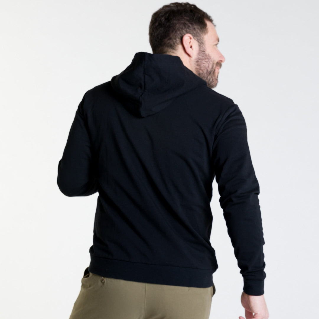 Ash & Erie Black French Terry Full-Zip Hoodie for Short Men   Roam Hoodie