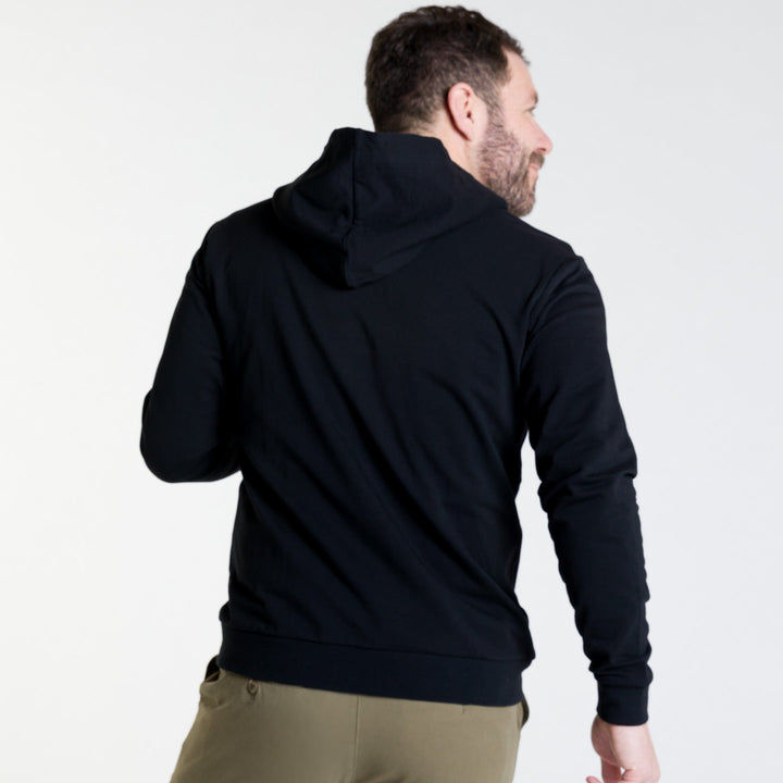 Ash & Erie Black French Terry Full-Zip Hoodie for Short Men   Roam Hoodie