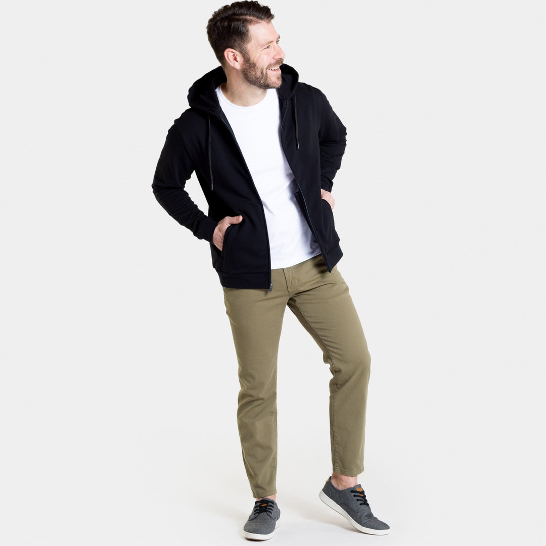 Ash & Erie Black French Terry Full-Zip Hoodie for Short Men   Roam Hoodie