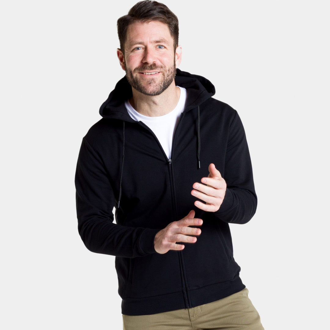 Ash & Erie Black French Terry Full-Zip Hoodie for Short Men   Roam Hoodie