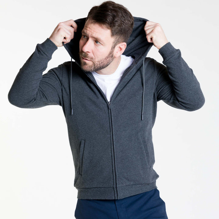 Ash & Erie Charcoal French Terry Full-Zip Hoodie for Short Men   Roam Hoodie