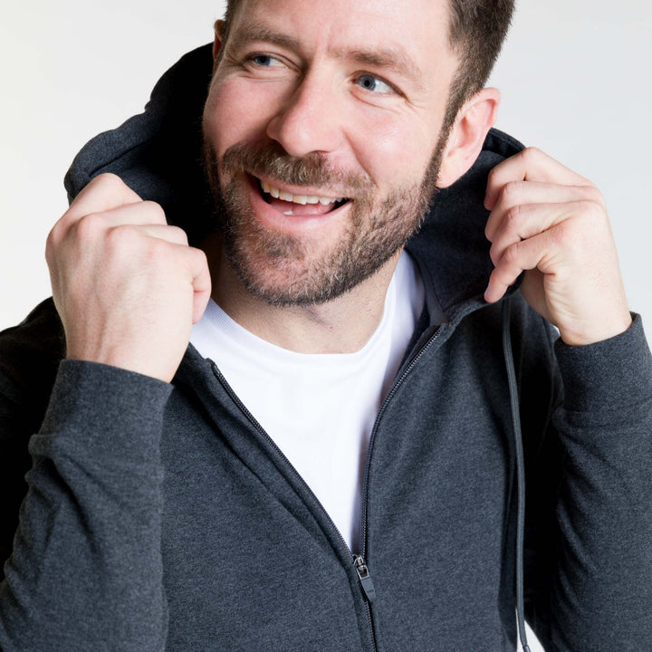 Ash & Erie Charcoal French Terry Full-Zip Hoodie for Short Men   Roam Hoodie