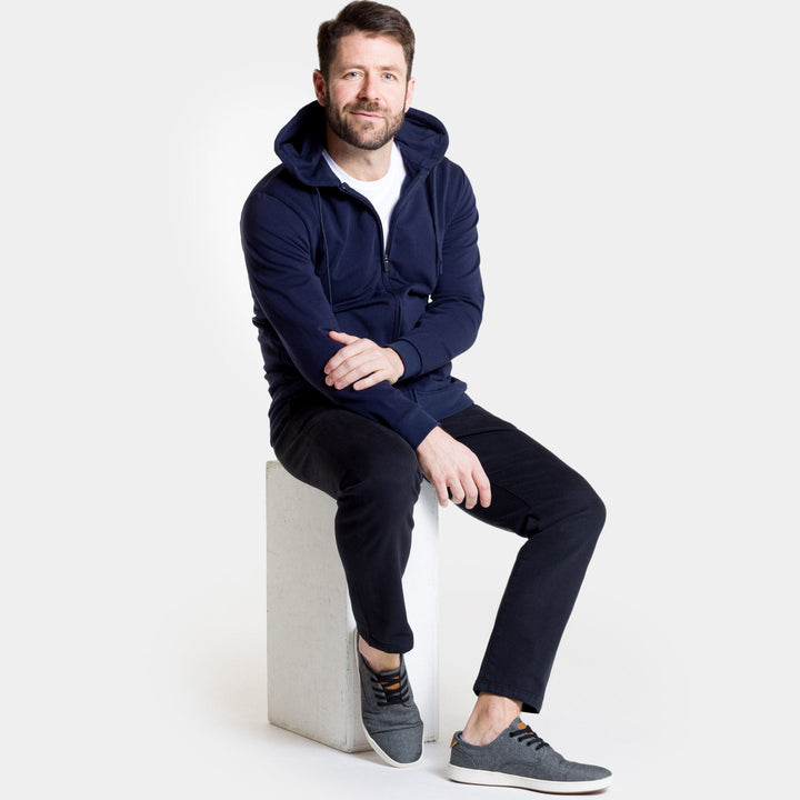 Ash & Erie Navy French Terry Full-Zip Hoodie for Short Men   Roam Hoodie
