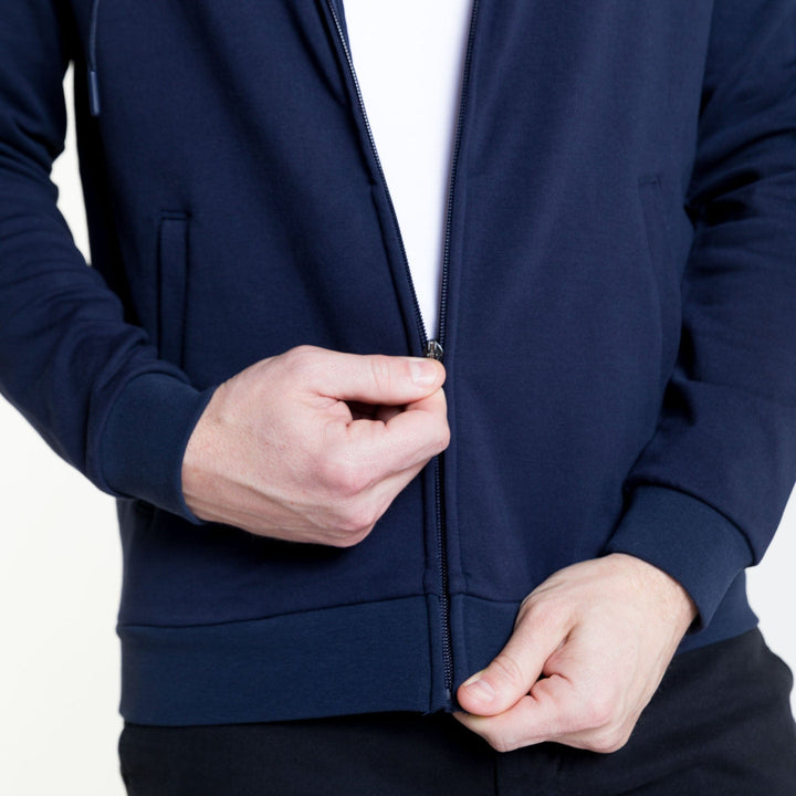 Ash & Erie Navy French Terry Full-Zip Hoodie for Short Men   Roam Hoodie