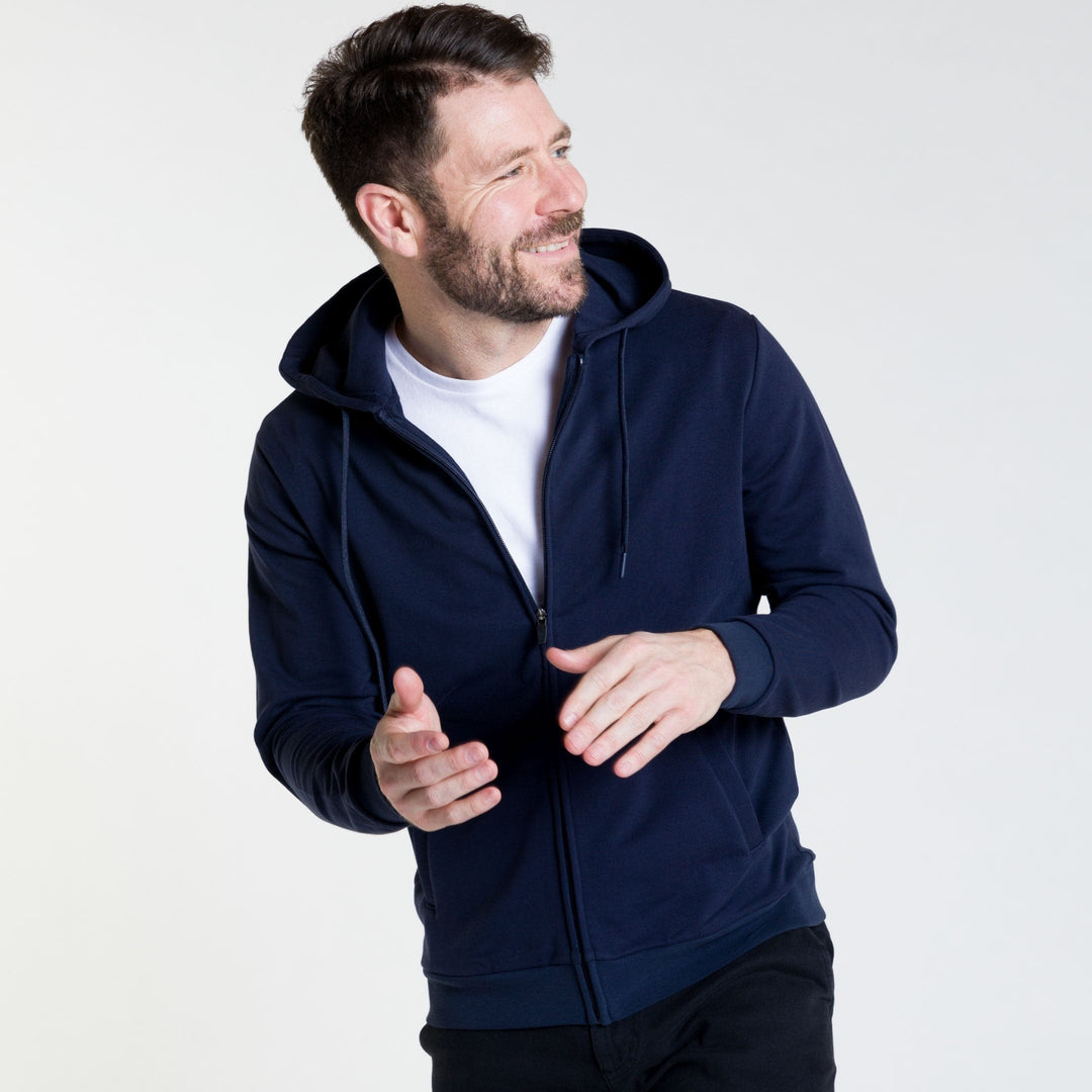 Ash & Erie Navy French Terry Full-Zip Hoodie for Short Men   Roam Hoodie