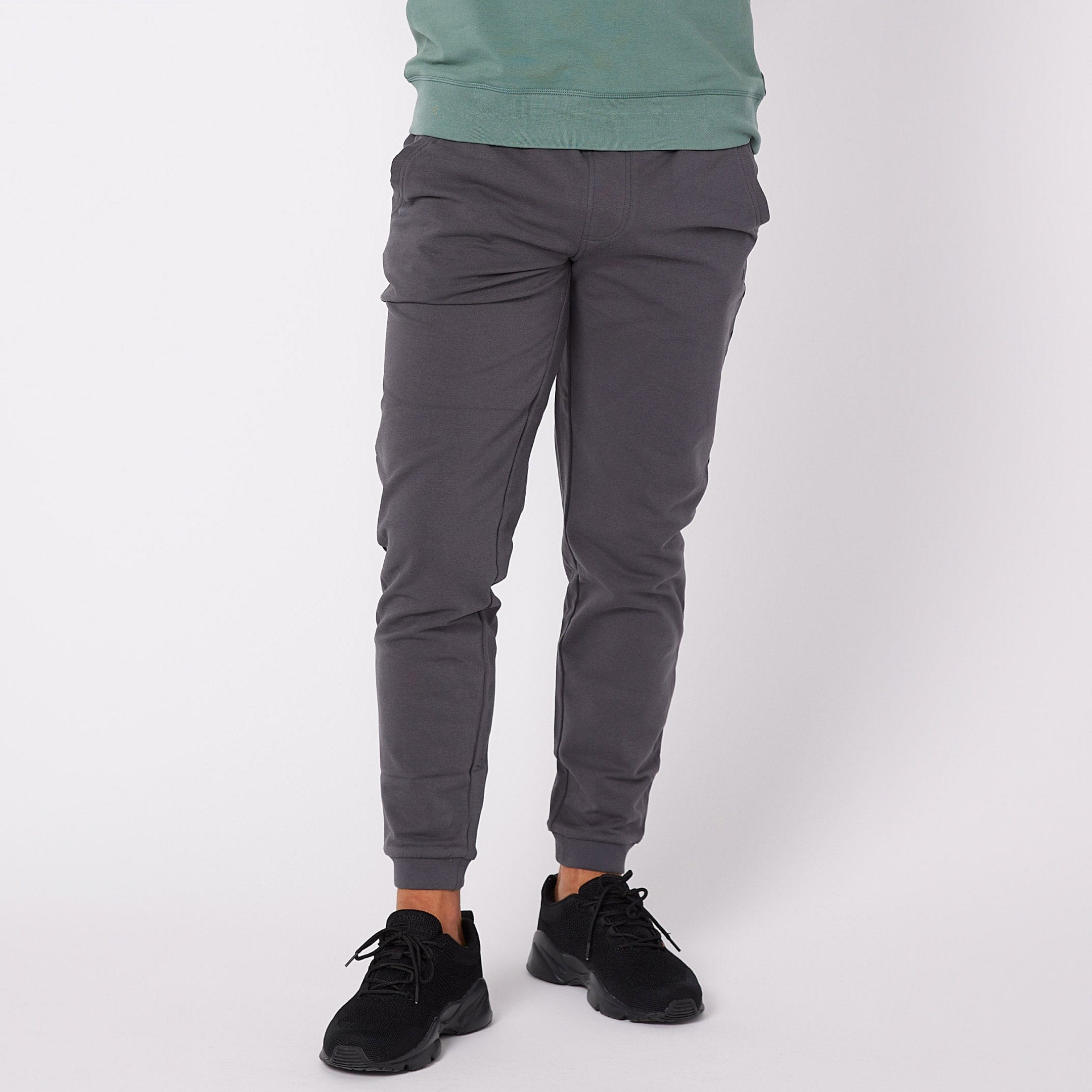 Ash & Erie Iron Grey French Terry Jogger for Short Men