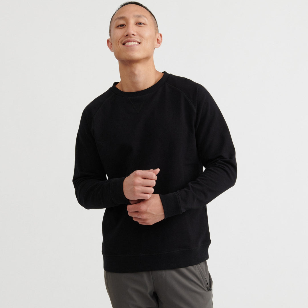 Ash & Erie Black French Terry Sweatshirt for Short Men   Roam Sweatshirt