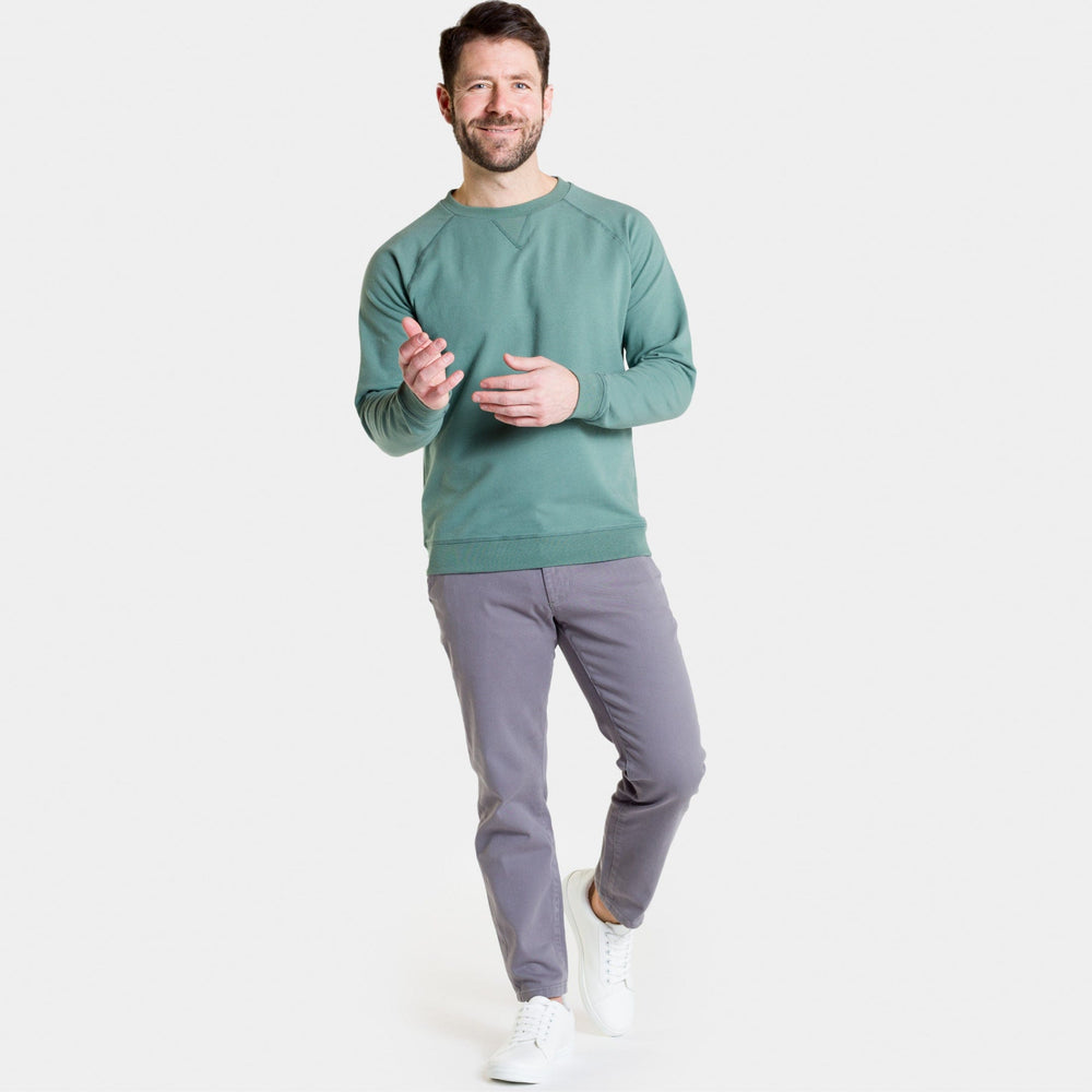 Ash & Erie Dark Sage French Terry Sweatshirt for Short Men   Roam Sweatshirt