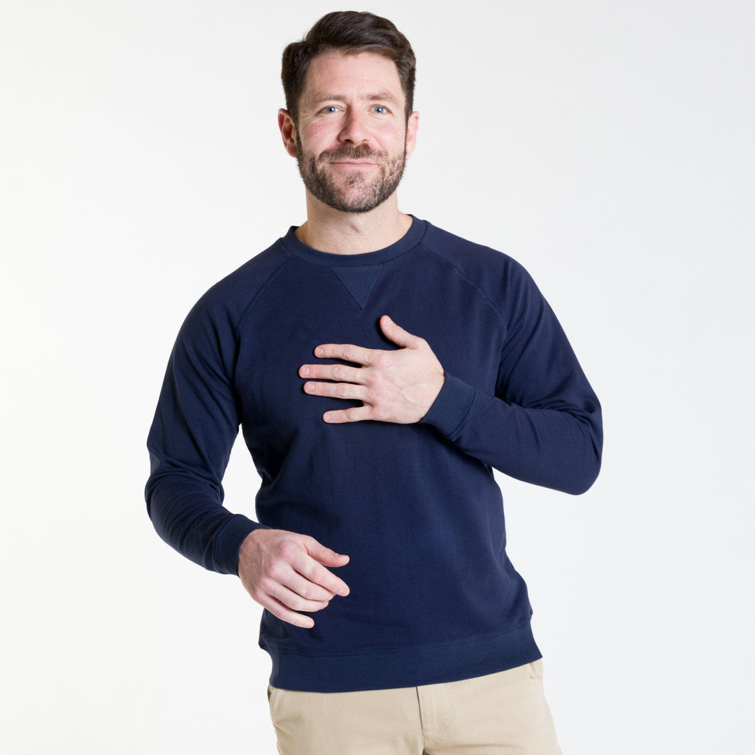 Ash & Erie Navy French Terry Sweatshirt for Short Men   Roam Sweatshirt