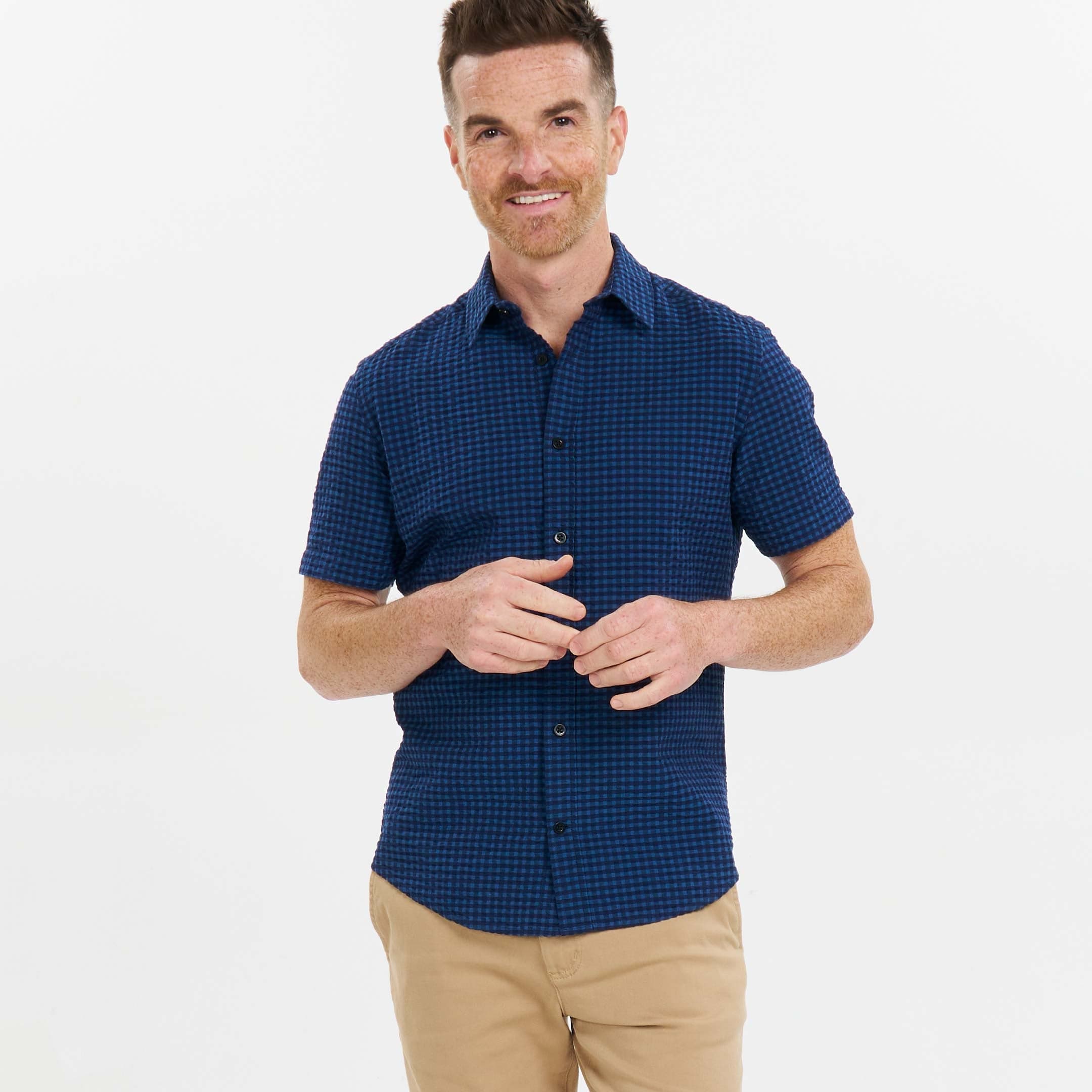 short dress shirt Henry Segal Men's Customizable White Short Sleeve Dress Shirt