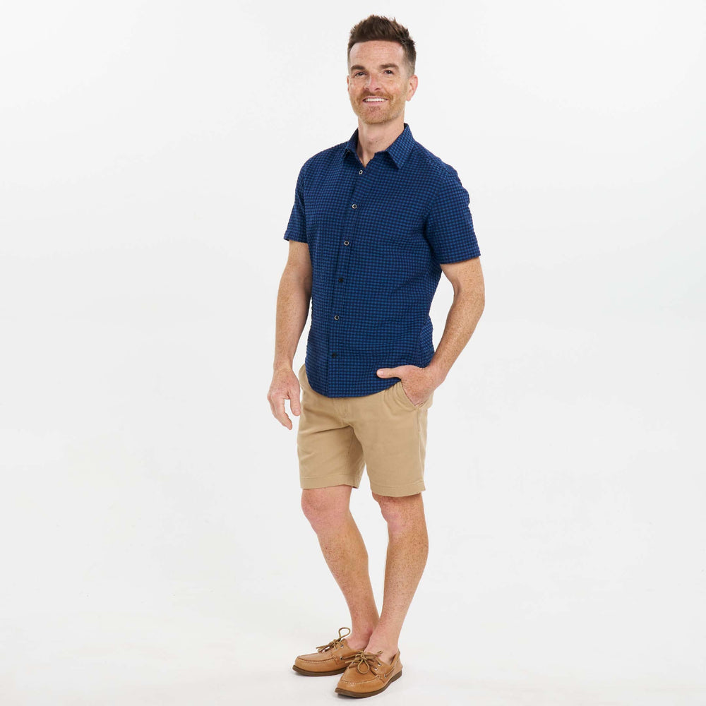 Ash & Erie Wharf Gingham Seersucker Short Sleeve Shirt for Short Men   Short Sleeve Everyday Shirts