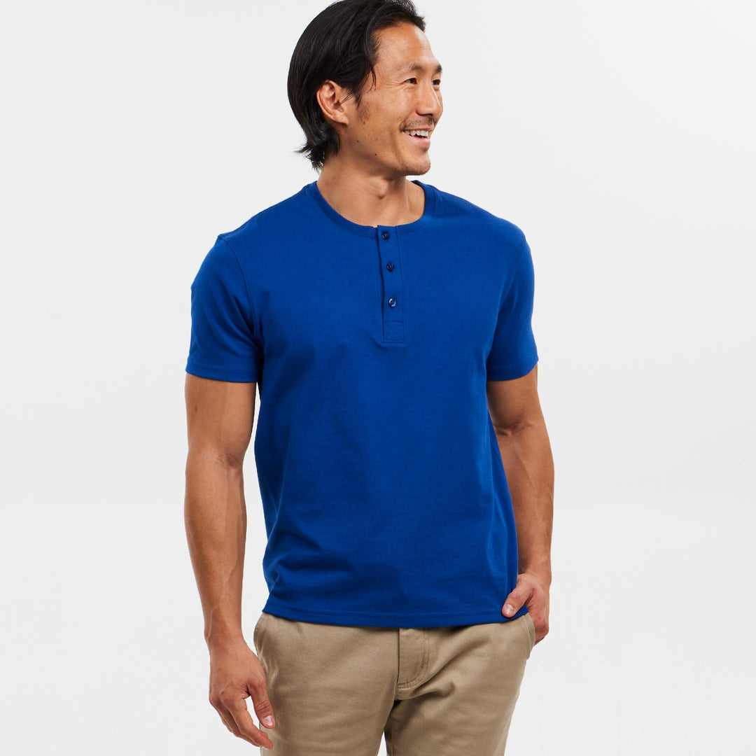 Ash & Erie Black Short Sleeve Pima Cotton Henley for Short Men   Short Sleeve Henley