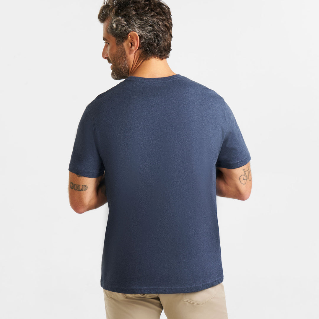 Ash & Erie Navy Melange Short Sleeve Henley for Short Men   Short Sleeve Henley