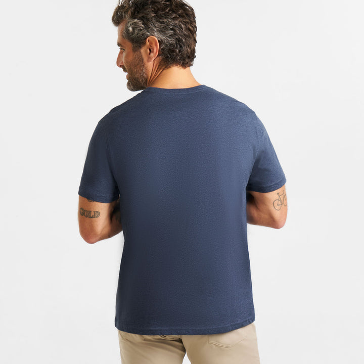 Ash & Erie Navy Melange Short Sleeve Henley for Short Men   Short Sleeve Henley