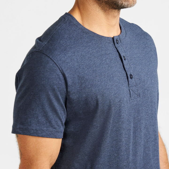Ash & Erie Navy Melange Short Sleeve Henley for Short Men   Short Sleeve Henley