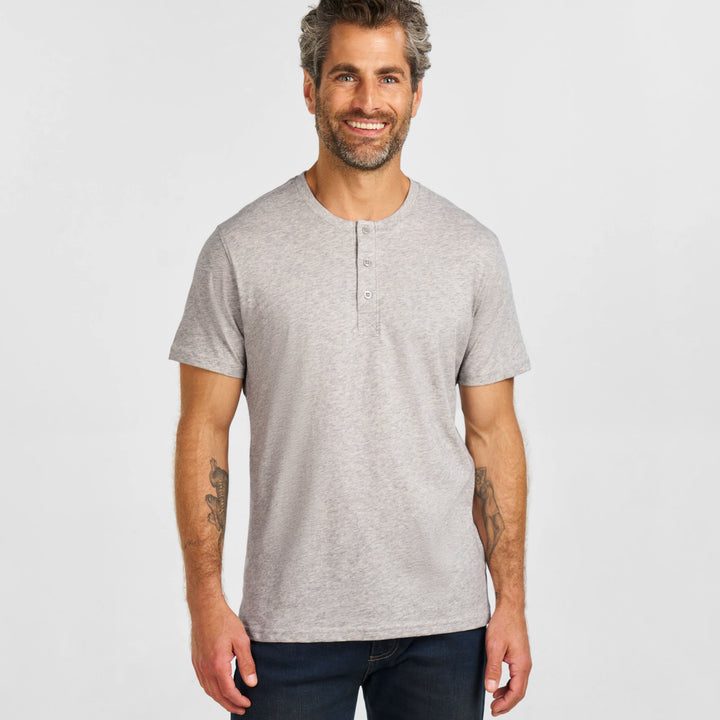 Ash & Erie Melange Pearl Short Sleeve Henley for Short Men   Short Sleeve Henley
