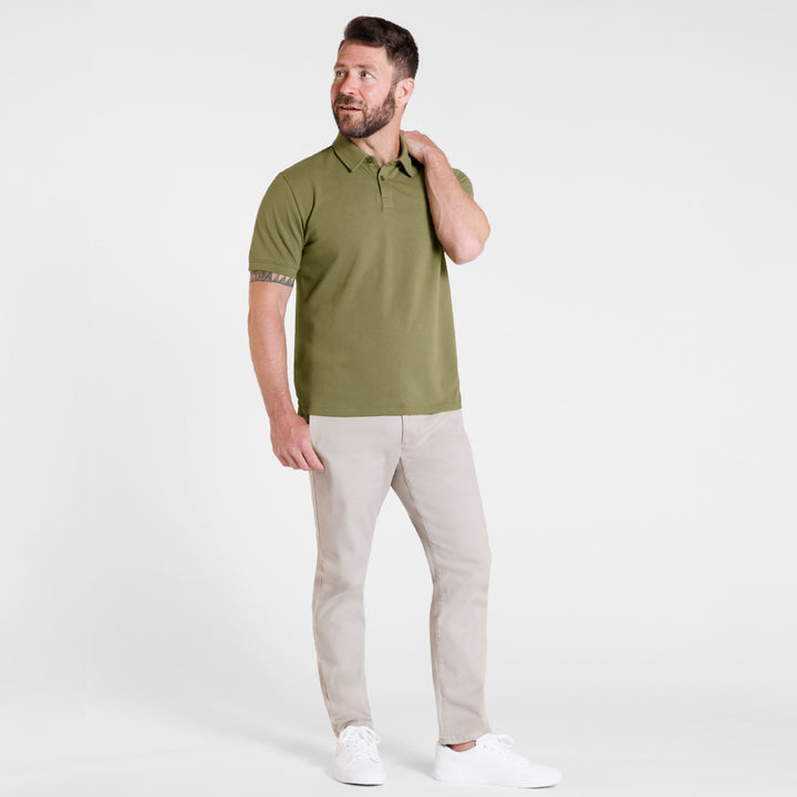 Ash & Erie Army Green Pique Polo Shirt for Short Men   Short Sleeve Polo Shirt