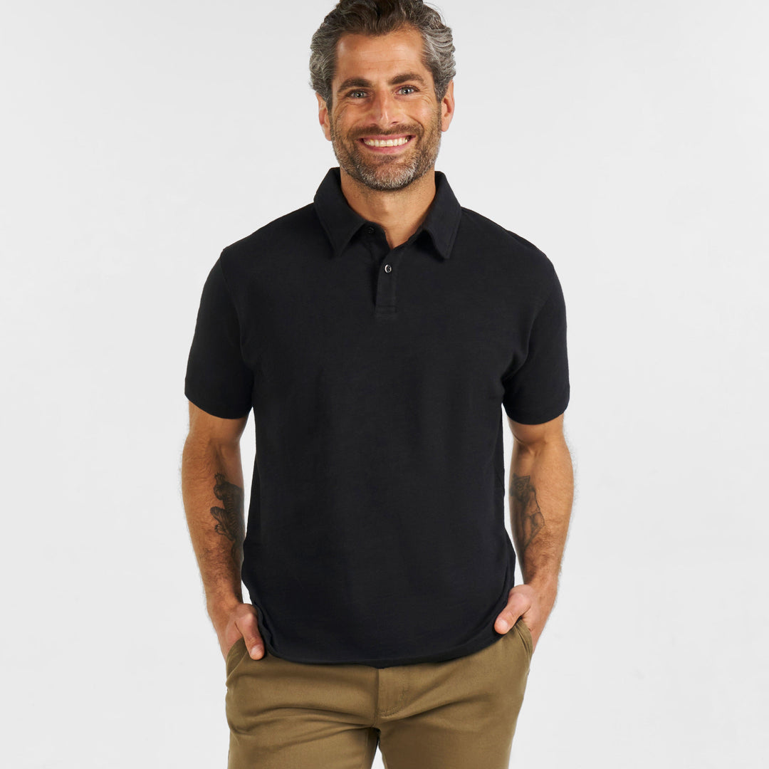 Ash & Erie Black Lightweight Polo Shirt for Short Men   Short Sleeve Polo Shirt
