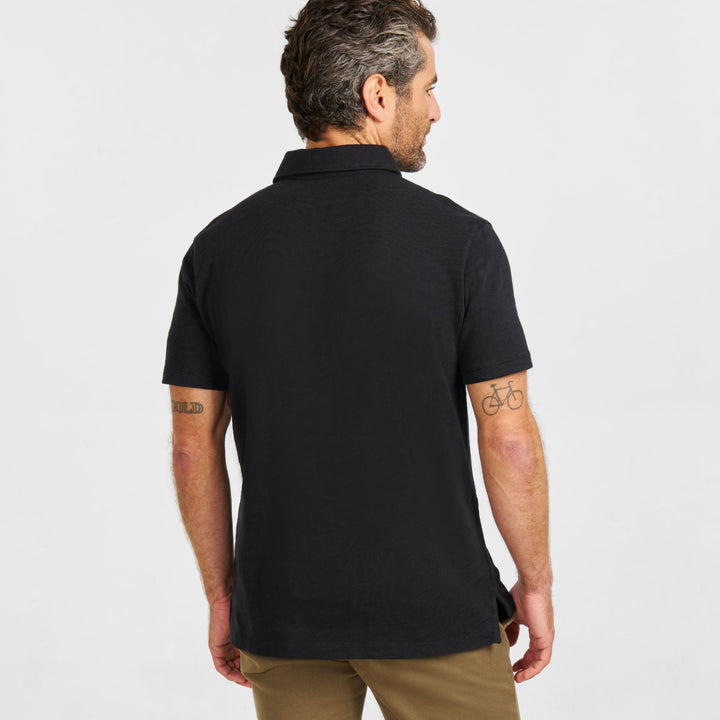 Ash & Erie Black Lightweight Polo Shirt for Short Men   Short Sleeve Polo Shirt