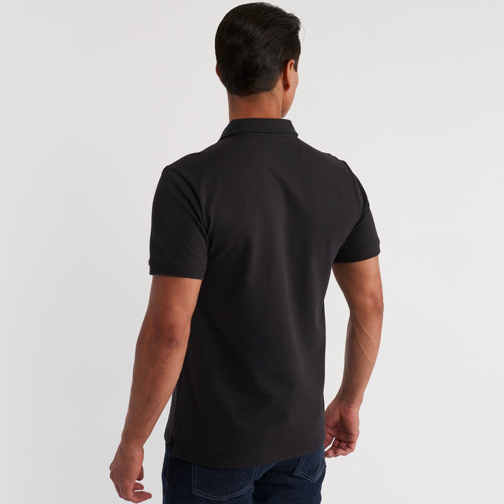 Ash & Erie Black Pique Polo Shirt for Short Men   Short Sleeve Polo Shirt