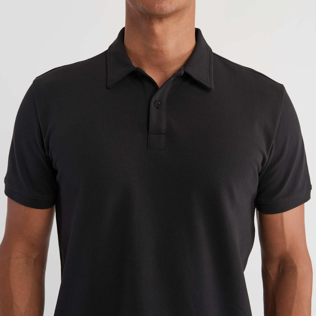 Ash & Erie Black Pique Polo Shirt for Short Men   Short Sleeve Polo Shirt