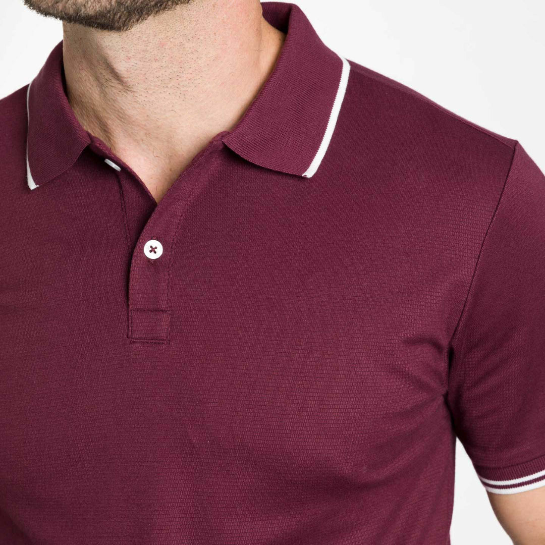 Ash & Erie Burgundy Micro Pique Polo Shirt for Short Men   Short Sleeve Polo Shirt