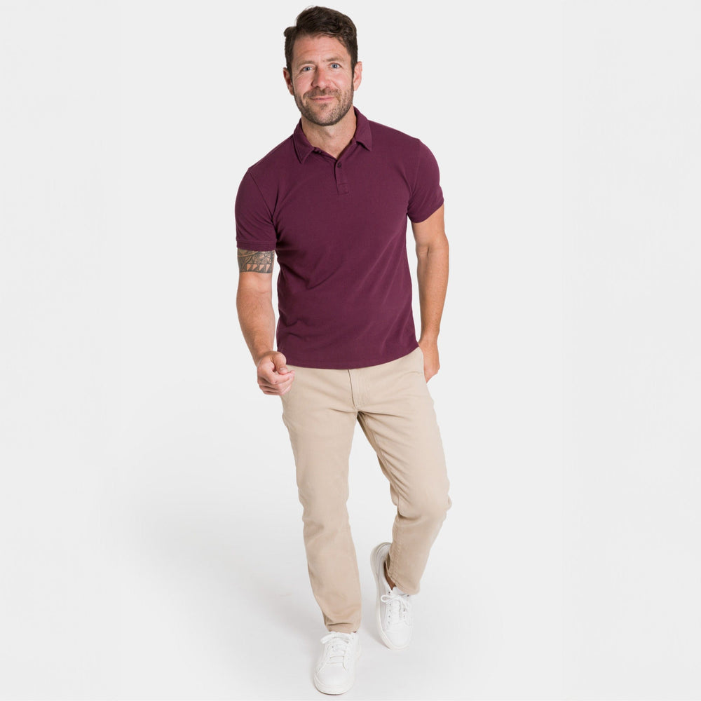 Ash & Erie Burgundy Pique Polo Shirt for Short Men   Short Sleeve Polo Shirt