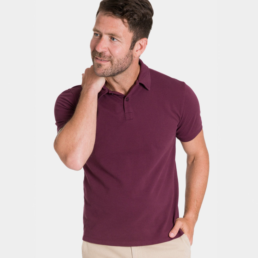 Ash & Erie Burgundy Pique Polo Shirt for Short Men   Short Sleeve Polo Shirt