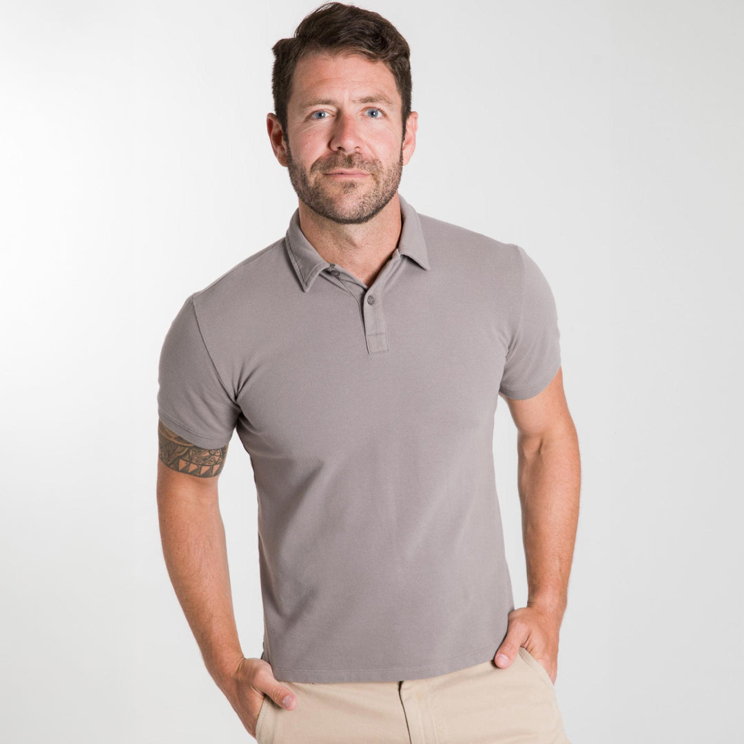 Ash & Erie Grey Pique Polo Shirt for Short Men   Short Sleeve Polo Shirt