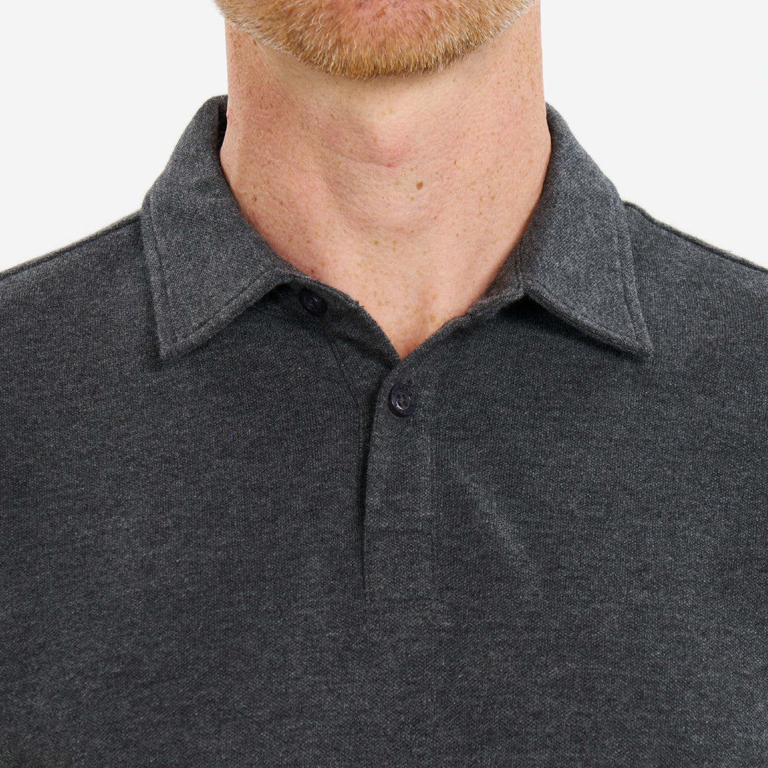 Ash & Erie Heather Charcoal Pique Polo Shirt for Short Men   Short Sleeve Polo Shirt