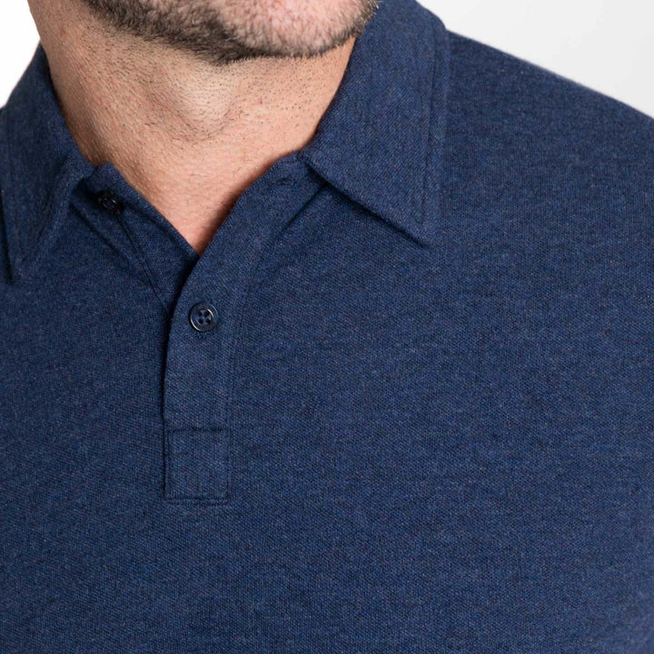 Ash & Erie Heather Navy Pique Polo Shirt for Short Men   Short Sleeve Polo Shirt