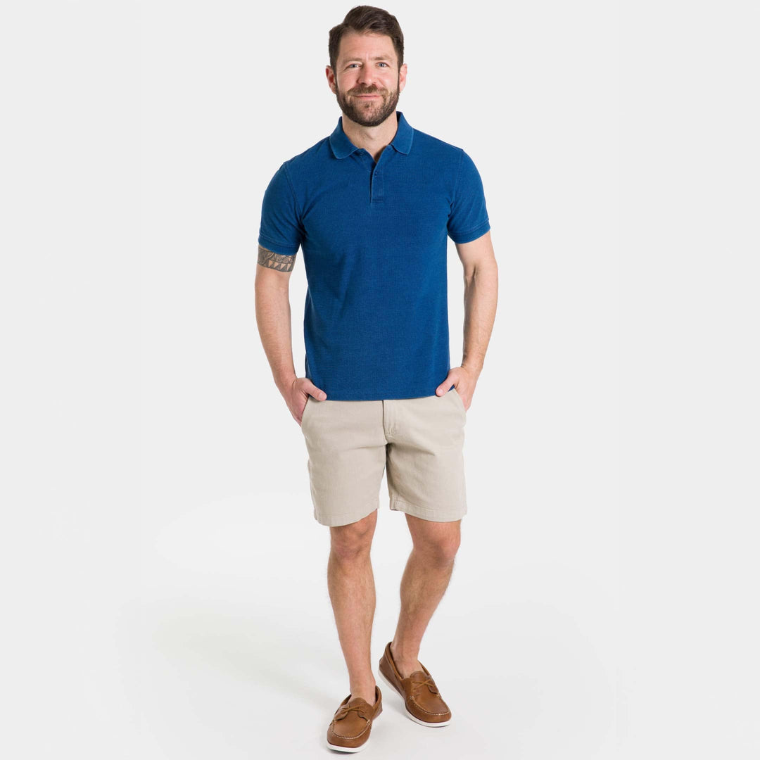 Ash & Erie Indigo Dyed Pique Polo Shirt for Short Men   Short Sleeve Polo Shirt