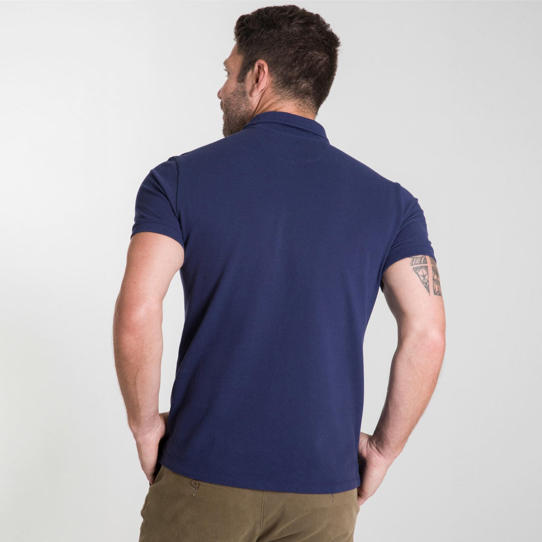 Ash & Erie Navy Pique Polo Shirt for Short Men   Short Sleeve Polo Shirt