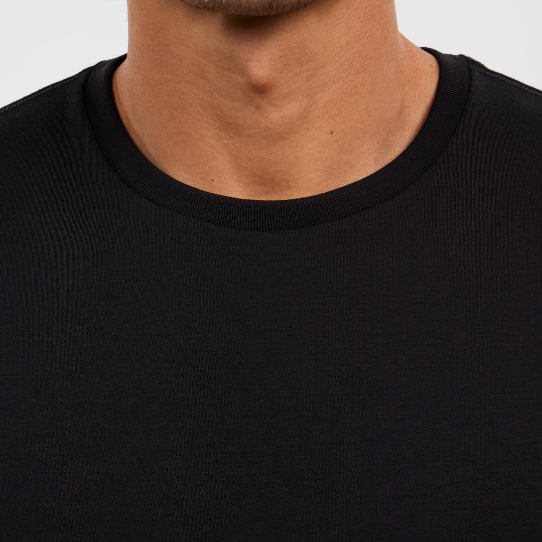 Ash & Erie Black Pima Cotton Crew Neck T-Shirt for Short Men   Short Sleeve Premium Tee