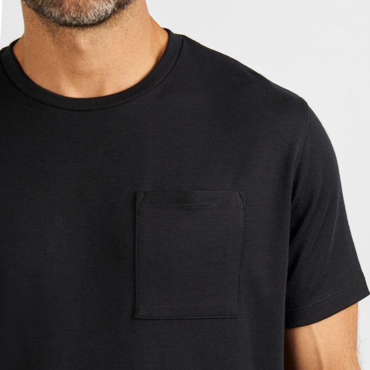 Ash & Erie Black Micro Pique Crew Neck T-Shirt for Short Men   Short Sleeve Premium Tee