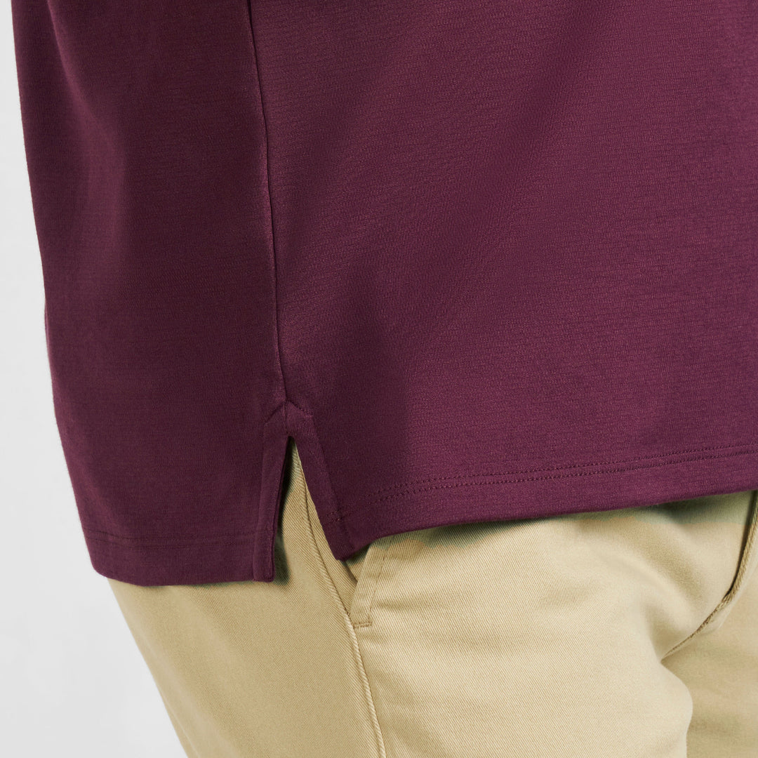 Ash & Erie Burgundy Micro Pique Crew Neck T-Shirt for Short Men   Short Sleeve Premium Tee