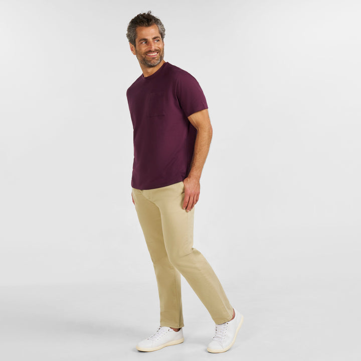 Ash & Erie Burgundy Micro Pique Crew Neck T-Shirt for Short Men   Short Sleeve Premium Tee