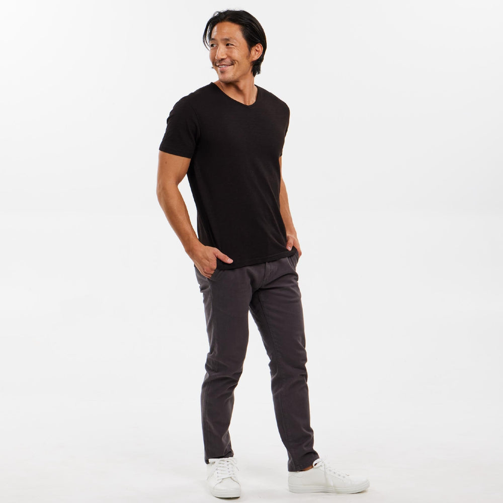 Ash & Erie Lightweight Washed Blue Crew Neck T-Shirt for Short Men   Short Sleeve Premium Tee