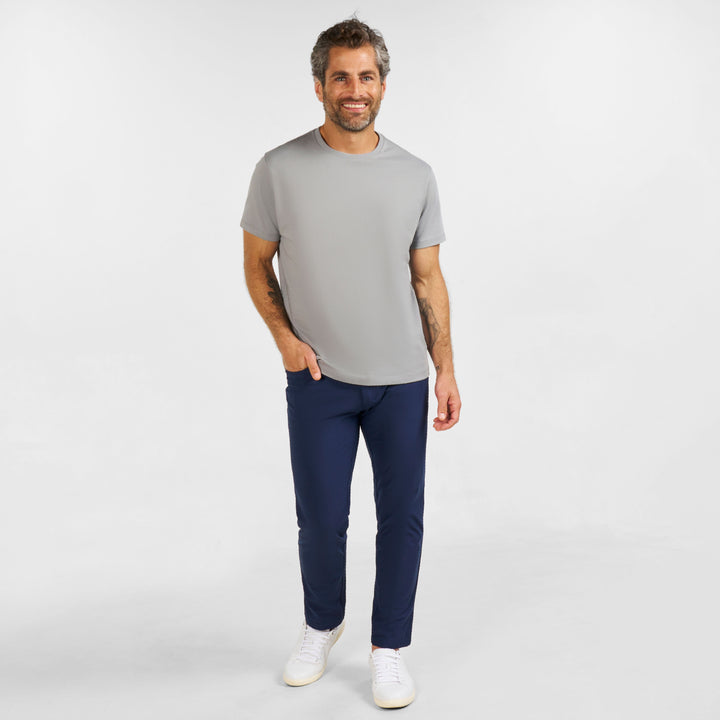 Ash & Erie Grey Pima Cotton Crew Neck T-Shirt for Short Men   Short Sleeve Premium Tee