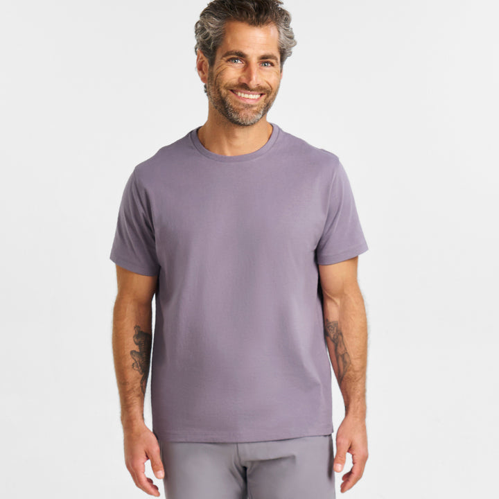 Ash & Erie Lavender Pima Cotton Crew Neck T-Shirt for Short Men   Short Sleeve Premium Tee