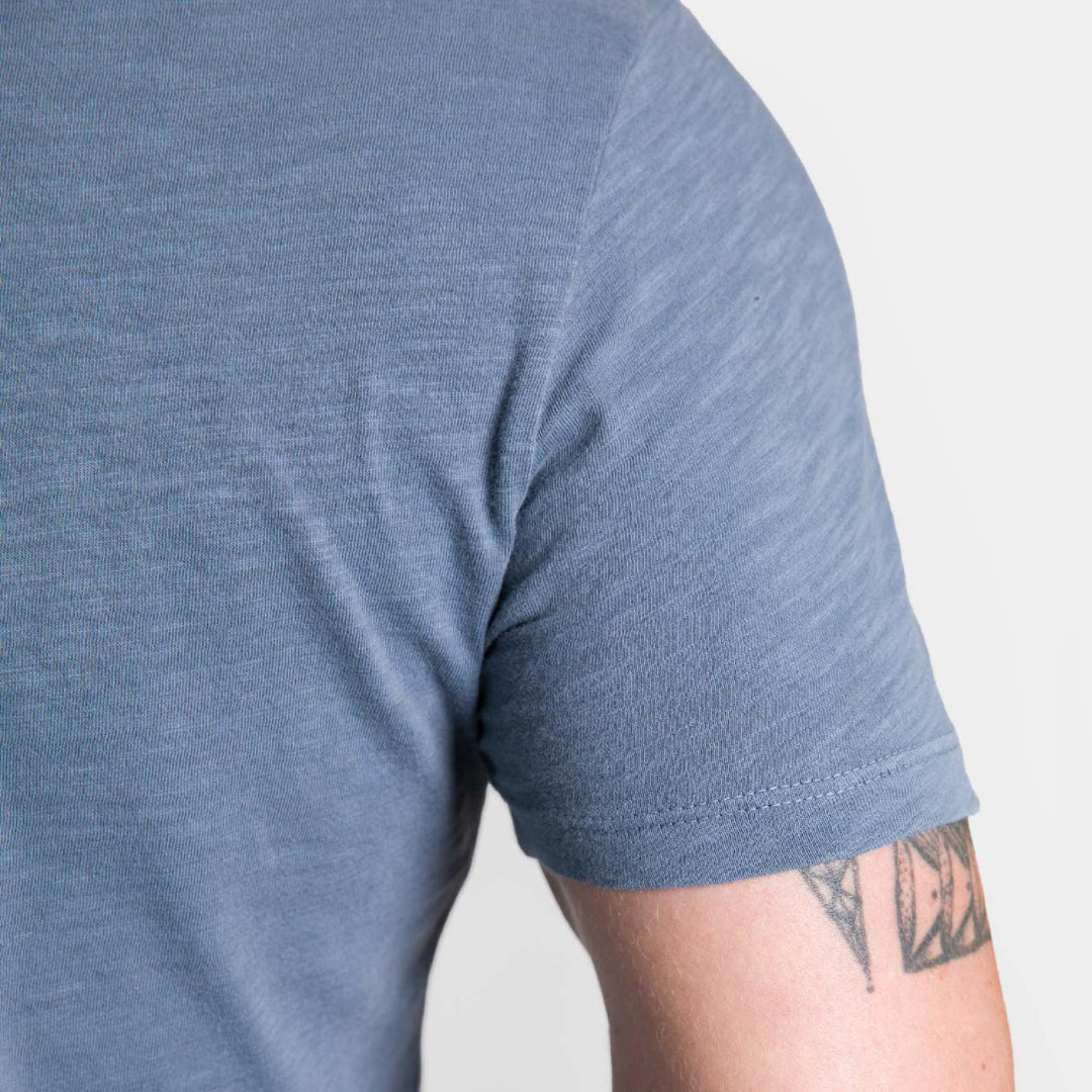 Ash & Erie Lightweight Washed Blue Crew Neck T-Shirt for Short Men   Short Sleeve Premium Tee