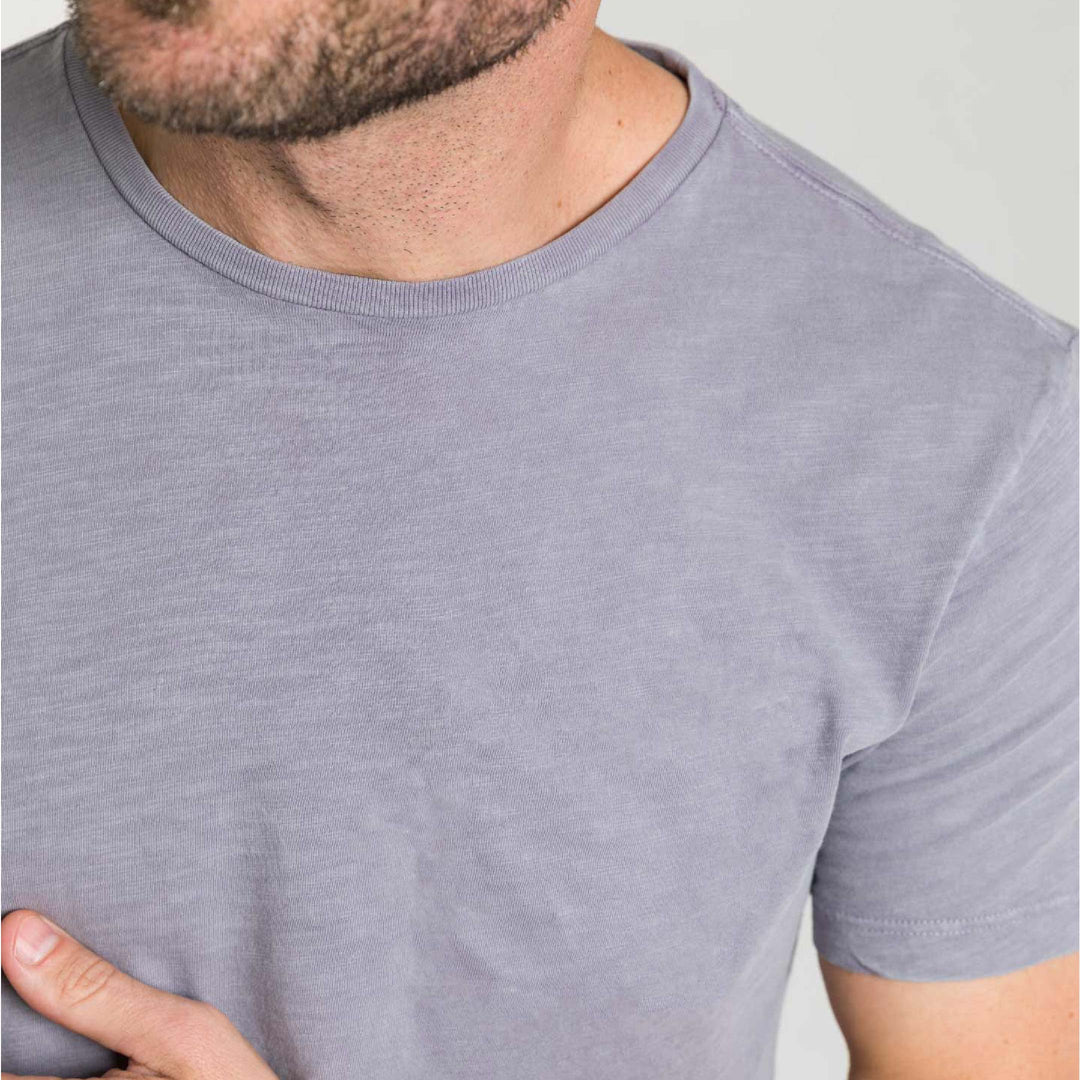 Ash & Erie Lightweight Washed Faded Purple Crew Neck T-Shirt for Short Men   Short Sleeve Premium Tee