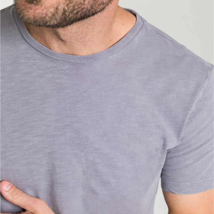 Ash & Erie Lightweight Washed Faded Purple Crew Neck T-Shirt for Short Men   Short Sleeve Premium Tee