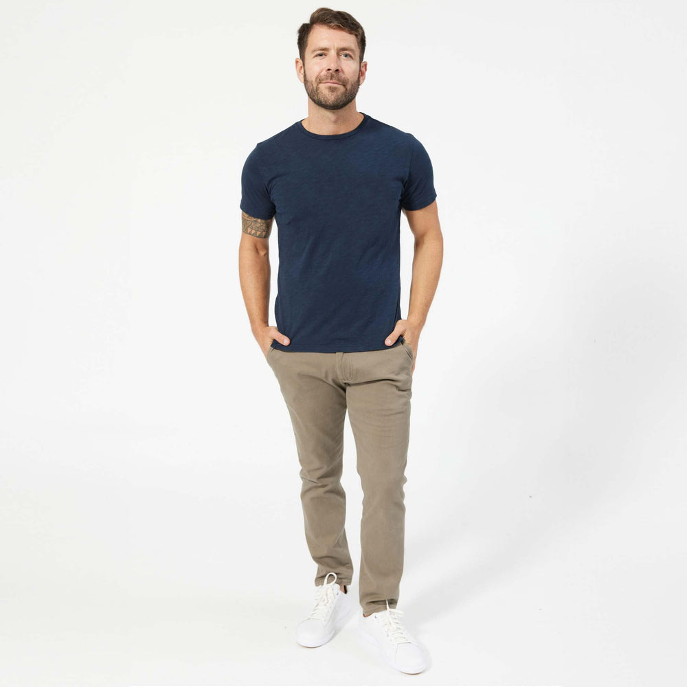 Ash & Erie Lightweight Washed Navy Crew Neck T-Shirt for Short Men   Short Sleeve Premium Tee