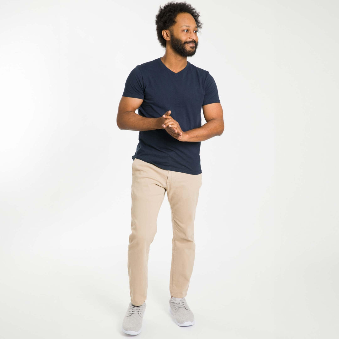 Ash & Erie Lightweight Washed Navy Pima Cotton Crew Neck T-Shirt for Short Men   Short Sleeve Premium Tee